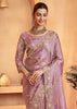 Lilac Pink Designer Tissue Silk Saree