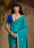 Peacock Blue Woven Cotton Silk Saree