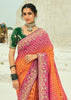 Orange & Pink Woven Georgette Bandhej Designer Saree