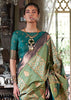 Emerald & Sage Green Dual Tone Bronze Zari Woven Banarasi Silk Saree