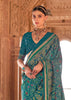 Teal Blue Printed Patola Georgette Silk Saree