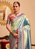 Shiny Blue Woven Banarasi Tissue Silk Saree