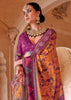 Blazing Orange Printed Kashmiri Jamewar Saree