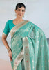 Ocean Green Woven Banarasi Tissue Silk Saree