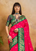 Raspberry Red Woven Soft Silk Saree