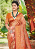Cherry Red Dual Tone Woven Banarasi Silk Saree