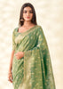Basil Green Woven Linen Tissue Silk Saree