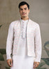Bright White Plain Kurta with Jacquard Jacket