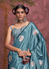 Horizon Blue Woven Banarasi Satin Silk Saree