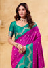 Magenta Pink Woven Satin Silk Saree