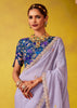 Lavender Purple Woven Embroidered Chiffon Saree