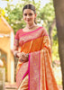 Flame Orange Woven Kanjivaram Silk Saree
