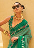 Medium Green Printed Georgette Light Weight Saree