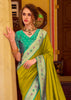 Pista Green Woven Banarasi Soft Silk Saree