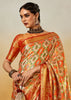 Sunrise Orange Dual Tone Woven Kanjivaram Silk Saree