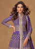 Deep Lavender Embroidered Georgette Anarkali with Dupatta