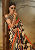 Black Printed Satin Silk Saree
