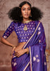 Orient Purple Banarasi Satin Silk Saree With Brocade Blouse