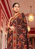 Coffee Brown Floral Printed Soft Silk Saree