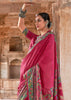 Hot Pink Printed Silk Saree