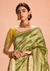 Henna Green Woven Banarasi Designer Tissue Silk Saree With Embroidered Blouse