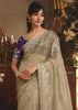 Champagne Beige Tissue Organza Designer Saree
