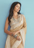 Wheat Beige Woven Linen Silk Saree