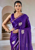 True Purple Banarasi Satin Silk Saree