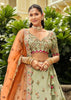 Green & Orange Embroidered Stitched Designer Lehenga