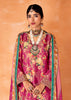 Queen Pink Embroidered Suit Set With Floral Print