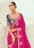 Rani Pink Woven Banarasi Embroidered Organza Satin Silk Saree