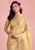 Cream Beige Woven Tissue Silk Saree