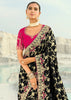 Black Woven Banarasi Embroidered Soft SIlk Saree