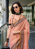 Apricot Peach Woven Linen Tissue Silk Saree