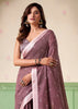 Mauve Purple Woven Linen Silk Saree