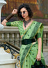 Pista Green Woven Tissue Linen Silk Saree