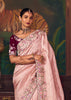 Blush Pink Woven Embroidered Saree