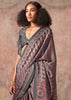 Metalic Grey Printed Crepe Satin Silk Saree