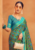 Turquoise Blue Printed Georgette Silk Saree