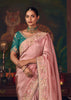 Ruby Pink Woven Embroidered Saree