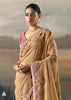 Beige Tissue Embroidered Wedding Wear Saree