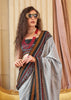 Black And White Printed Soft Silk Saree