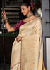 "Exclusive Offer" : Off White Woven Embroidered Banarasi Silk Saree