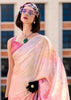 Rose Pink Satin Crepe Printed Silk Saree