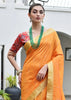 Orange Woven Silk Saree With Patola Pallu