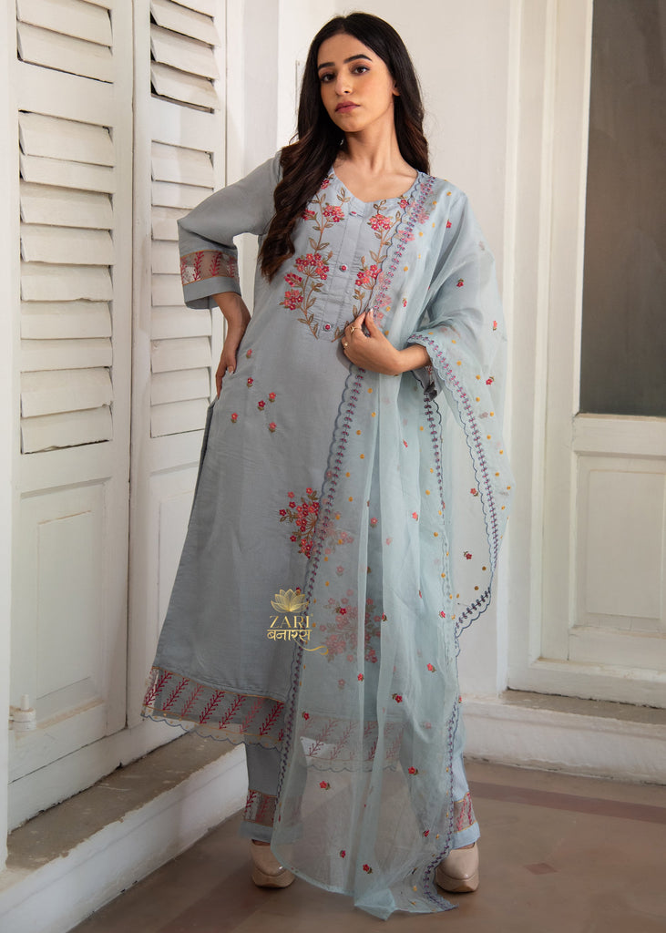 Serene Blue Floral Embroidered Suit (10702840758465)