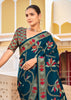 Coral Blue Floral Printed Soft Silk Saree