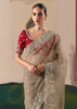 Beige Embroidered Designer Silk Saree