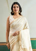 Snow White Woven Tussar Silk Saree