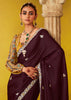 Coffee Brown Woven Embroidered Chiffon Saree